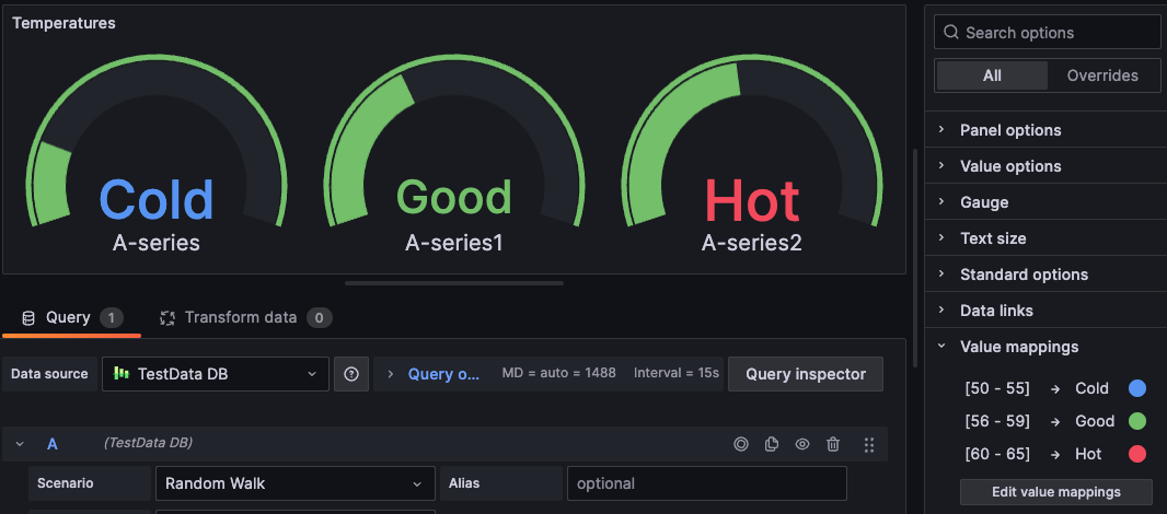 Value mappings applied to a gauge visualization
