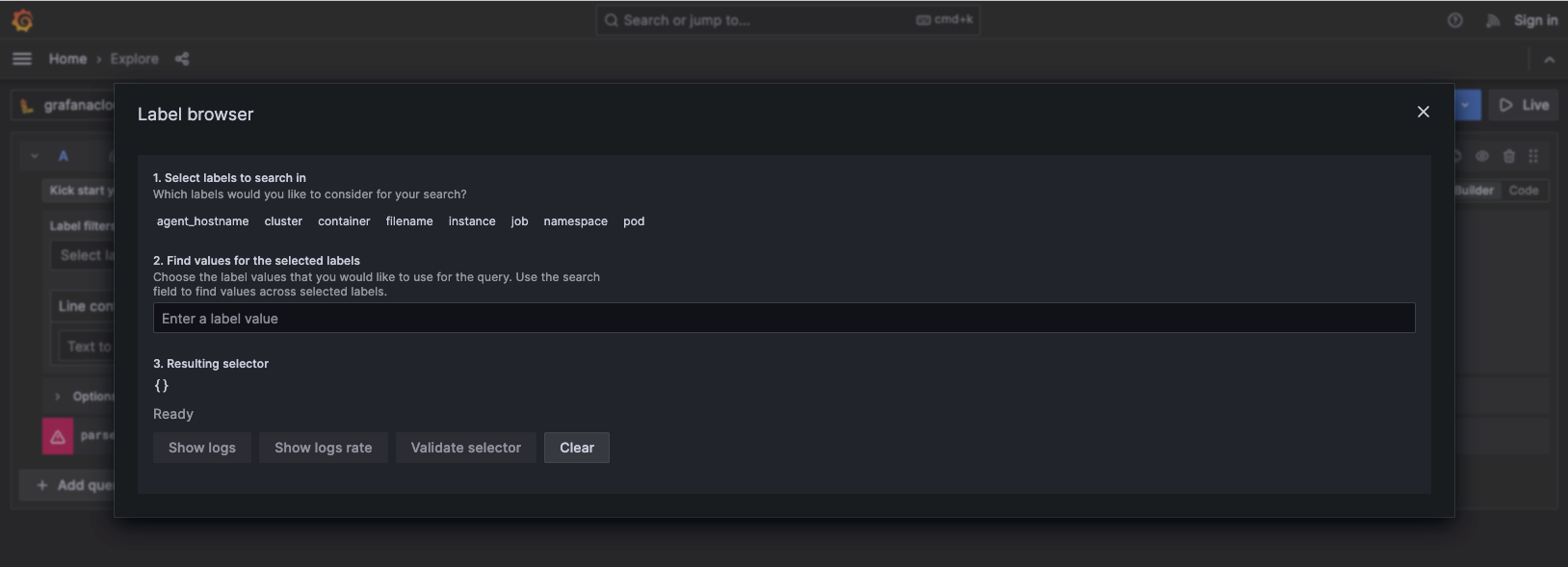 The Loki label browser The Loki label browser